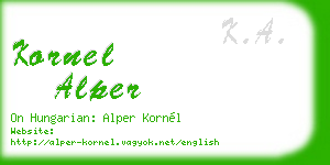 kornel alper business card